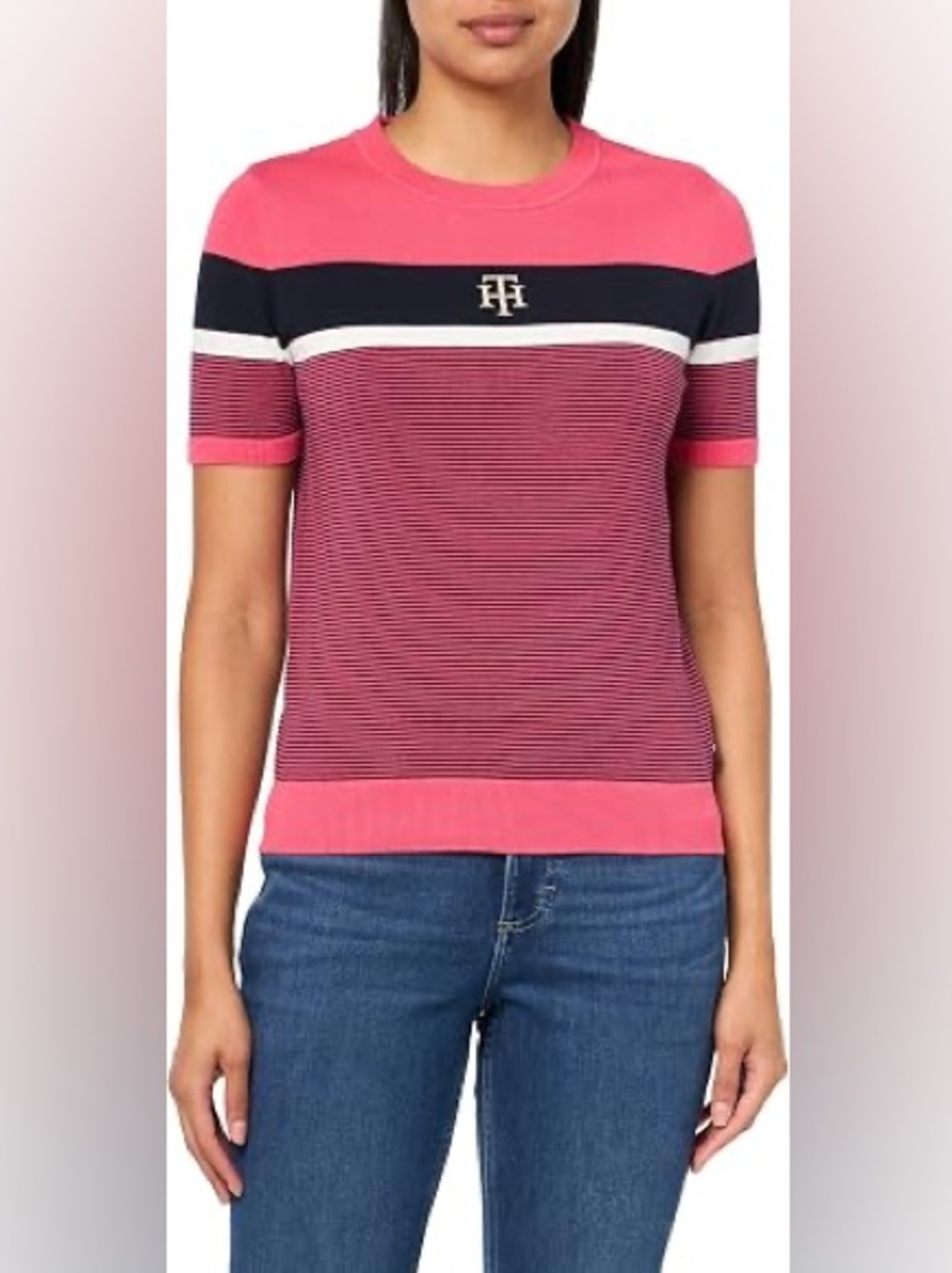 Tommy Hilfiger Crest Logo Short Sleeve Sweater